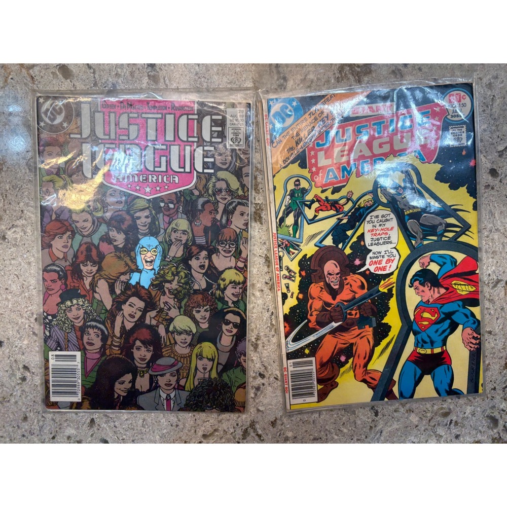 Vintage Justice League of America Comic Lot DC JLA #29 1989 & #150 1978 DC Giant
